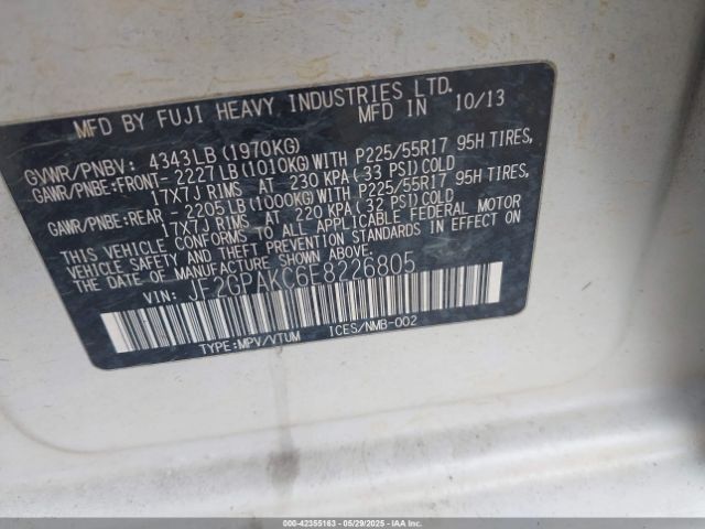 JF2GPAKC6E8226805 Subaru Xv Crosstrek 2.0i Limited