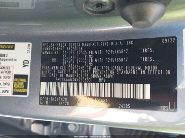 7MUCAAAGXNV030693 Toyota m20a-fks