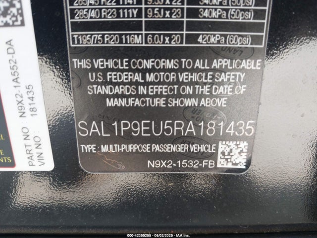 SAL1P9EU5RA181435 Land Rover aj20p6