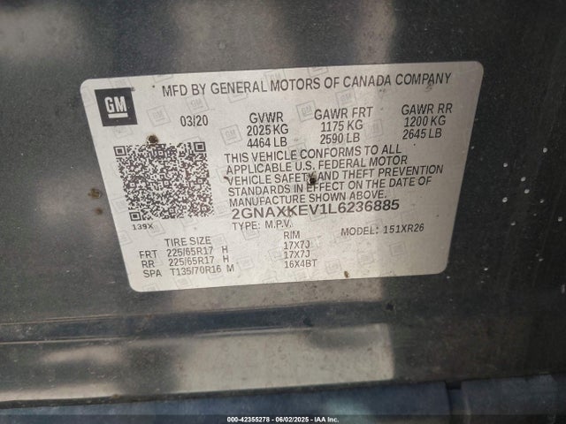 Chevrolet lyx - direct injection, vvt, fgt, turbo, alum, gen1 2020 2GNAXKEV1L6236885 Image 9