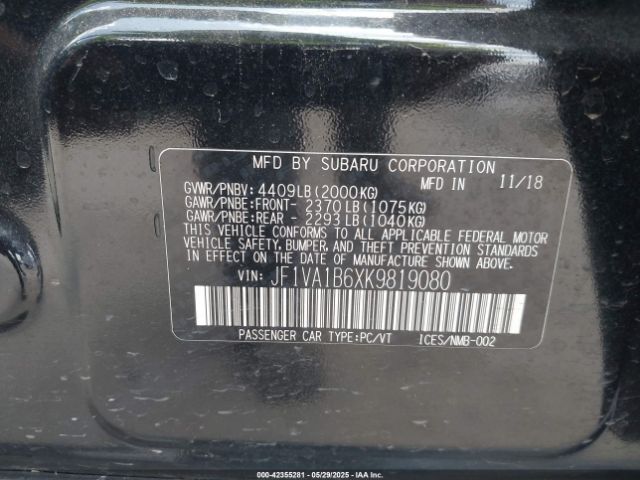 2019 SUBARU WRX JF1VA1B6XK9819080 Photo 8