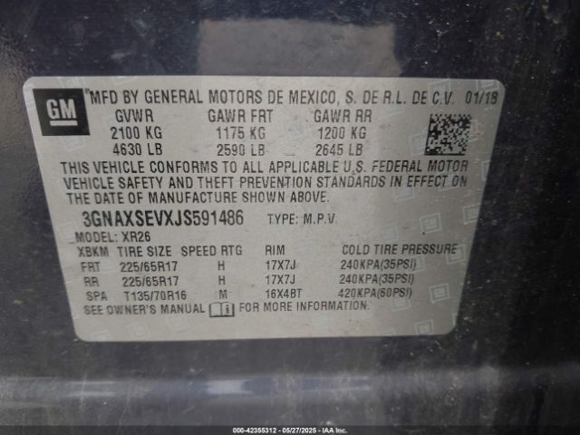 2018 CHEVROLET EQUINOX 3GNAXSEVXJS591486 Photo 8
