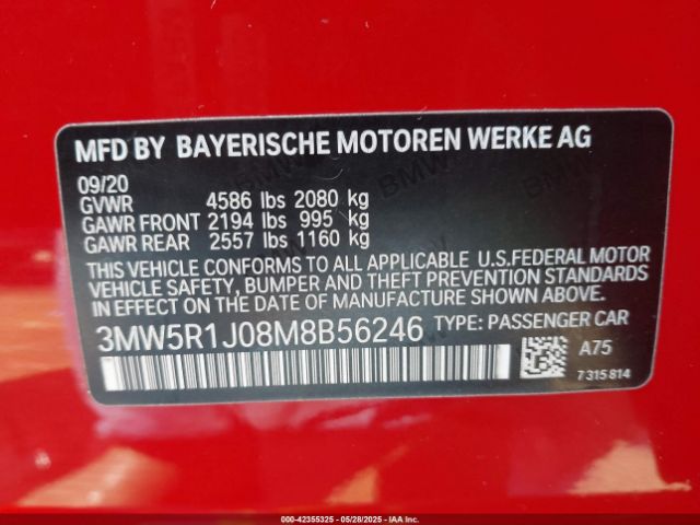 2021 BMW 330I 3MW5R1J08M8B56246 Photo 8