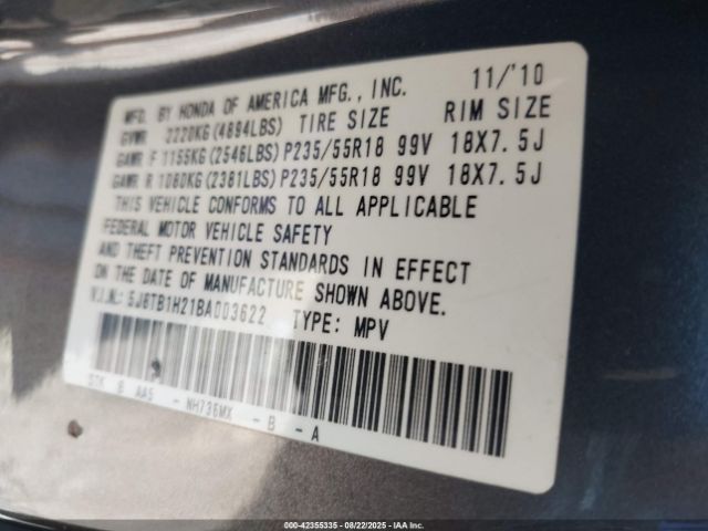 2011 ACURA RDX 5J8TB1H21BA003622 Photo 8