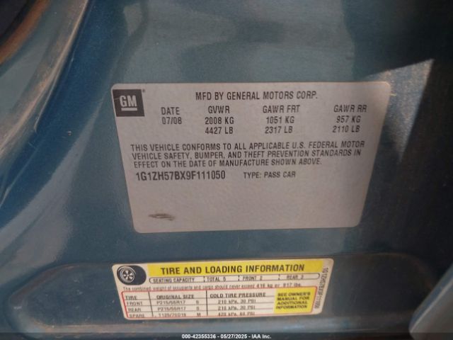 2009 CHEVROLET MALIBU 1G1ZH57BX9F111050 Photo 8