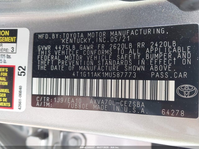 4T1G11AK1MU587773 Toyota a25a-fks