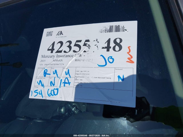 JN8AS5MTXFW673274 Nissan Rogue Select S