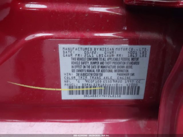 3N1AB8CV7NY268158 Nissan Sentra Sv Xtronic Cvt