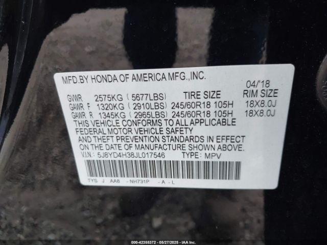 2018 ACURA MDX 5J8YD4H38JL017546 Photo 8
