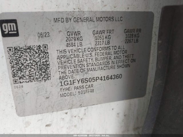 1G1FY6S05P4164360 Chevrolet Bolt Euv Fwd Lt
