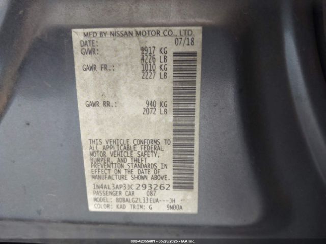 1N4AL3AP3JC293262 Nissan Altima 2.5 S