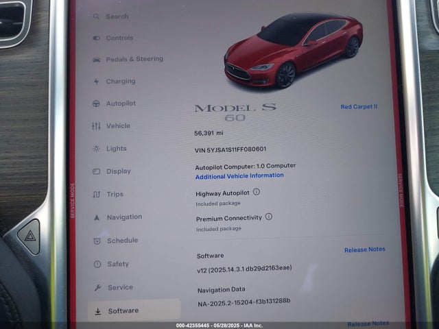 2015 TESLA MODEL S 5YJSA1S11FF080601 Photo 6