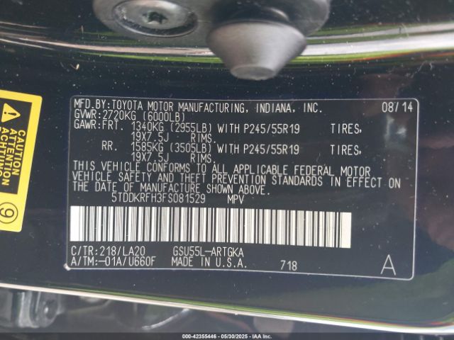 5TDDKRFH3FS081529 Toyota 2gr-fe
