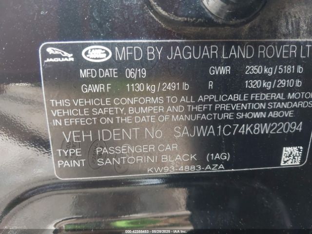 2019 JAGUAR XJ SAJWA1C74K8W22094 Photo 8