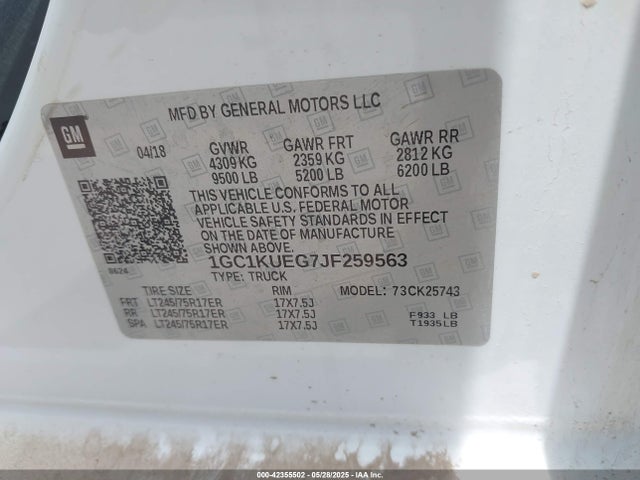 1GC1KUEG7JF259563 Chevrolet l96 - e85 max, iron
