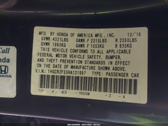 1HGCR2F55HA131997 Honda Accord Sport