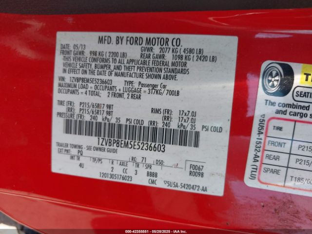 2014 FORD MUSTANG 1ZVBP8EM5E5236603 Photo 8