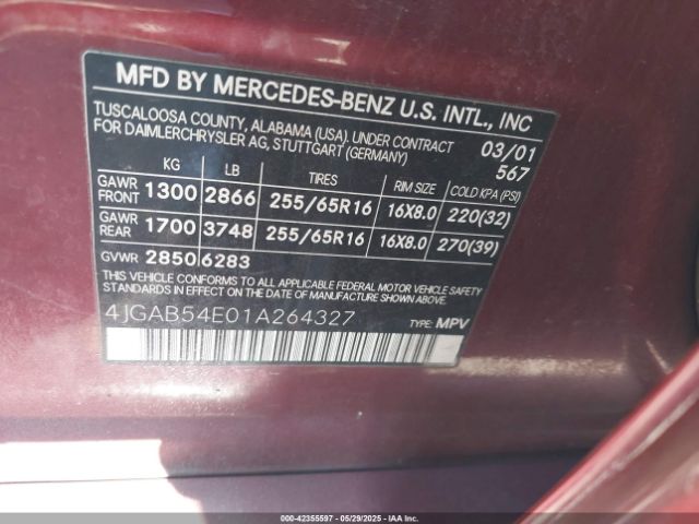 2001 MERCEDES-BENZ ML 320 4JGAB54E01A264327 Photo 8