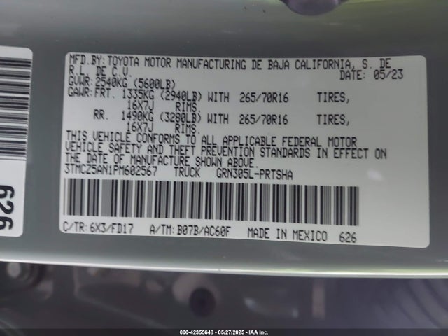 3TMCZ5AN1PM602567 Toyota Tacoma Trd Off Road
