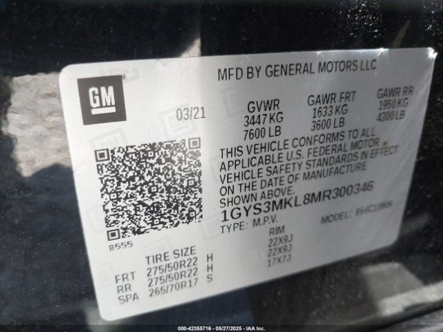 2021 CADILLAC ESCALADE ESV 1GYS3MKL8MR300346 Photo 8