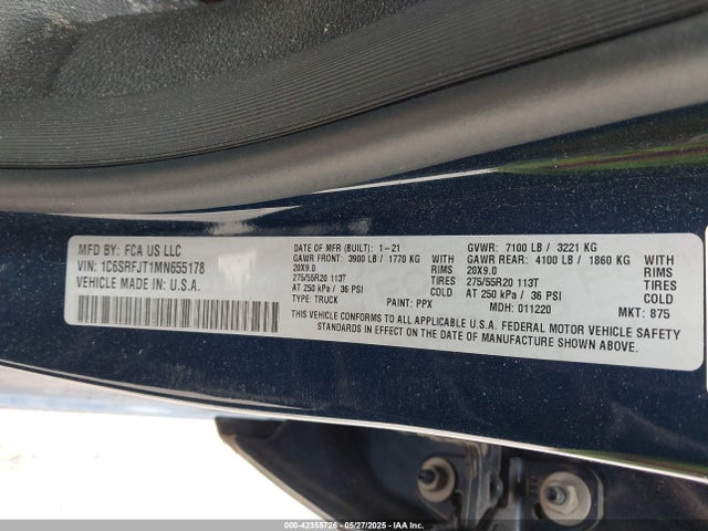 1C6SRFJT1MN655178 RAM 1500