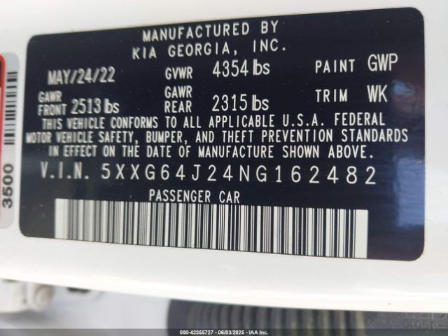2022 KIA K5 5XXG64J24NG162482 Photo 8
