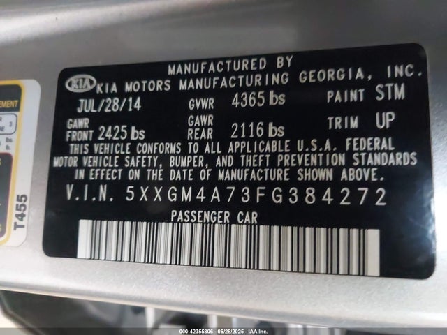 5XXGM4A73FG384272 KIA dohc gdi theta ii