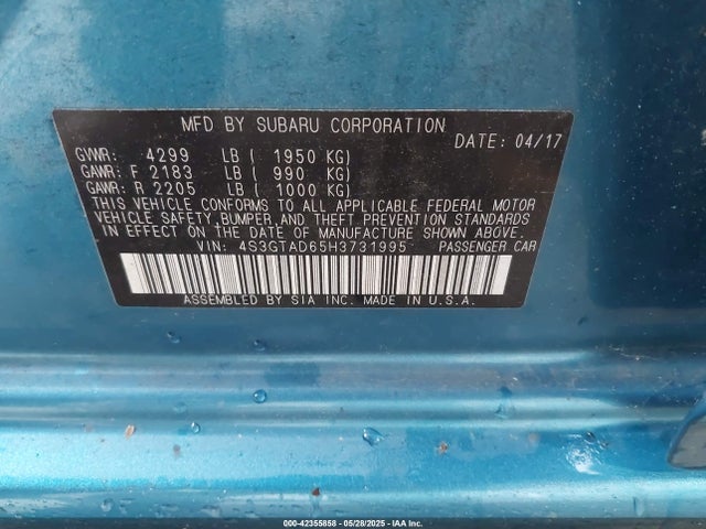 4S3GTAD65H3731995 Subaru Impreza 2.0i Premium