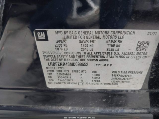 2021 BUICK ENVISION LRBFZNR43MD098652 Photo 8