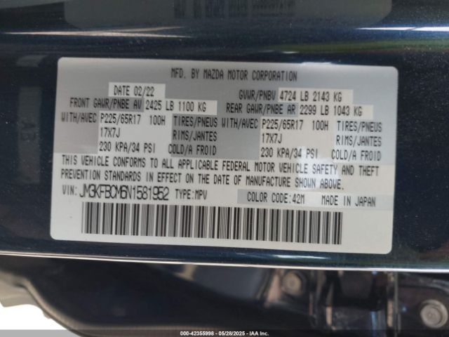 2022 MAZDA CX-5 JM3KFBCM6N1581952 Photo 8