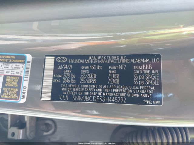 5NMJBCDE3SH445292 Hyundai TUCSON SEL