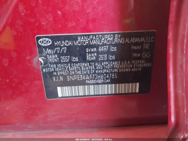 5NPE34AF7JH604785 Hyundai gdi theta-ii