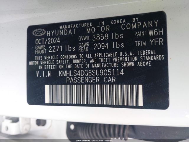 KMHLS4DG6SU905114 Hyundai Elantra Sel Convenience