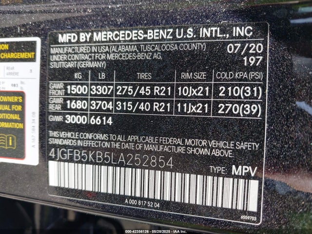 4JGFB5KB5LA252854 Mercedes-Benz m256