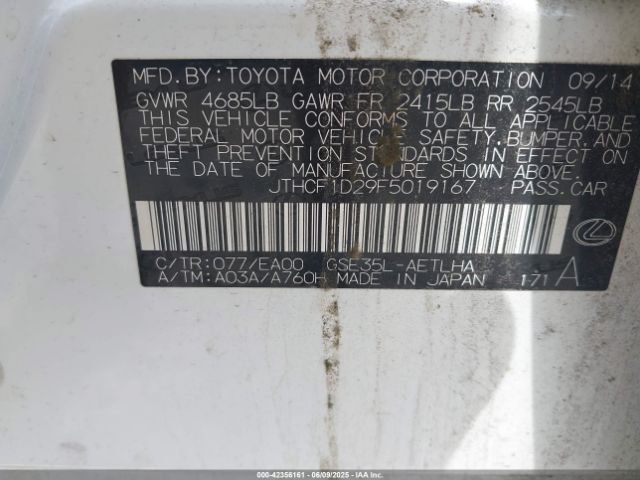 2015 LEXUS IS 250 JTHCF1D29F5019167 Photo 8