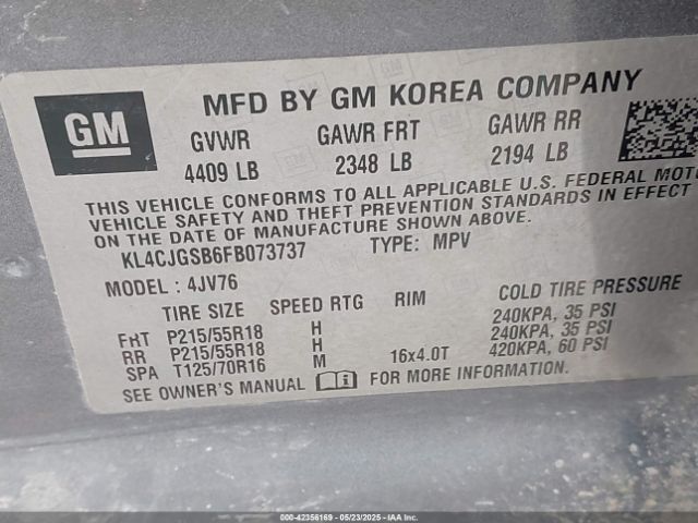 KL4CJGSB6FB073737 Buick Encore Leather