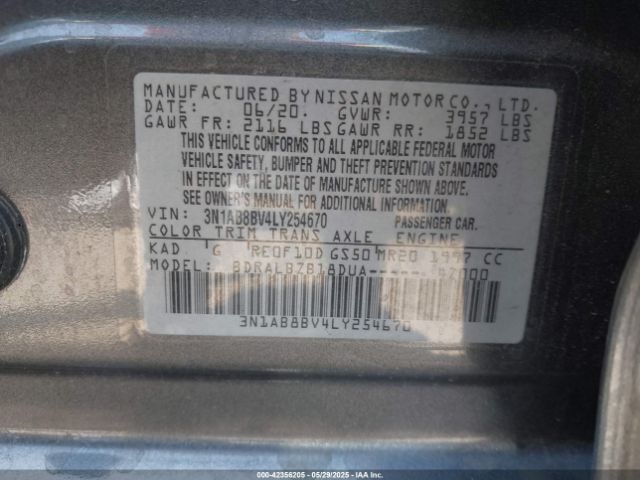 2020 NISSAN SENTRA 3N1AB8BV4LY254670 Photo 8