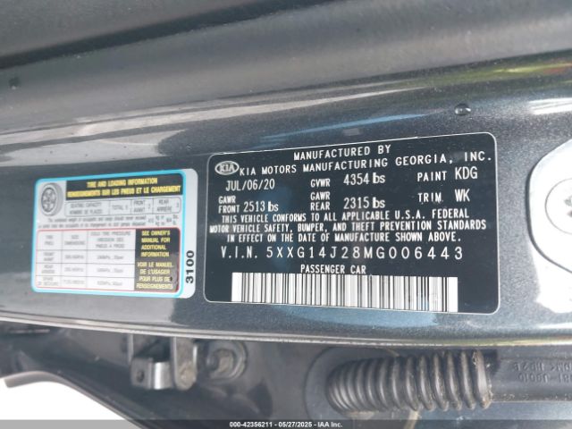 2021 KIA K5 5XXG14J28MG006443 Photo 8