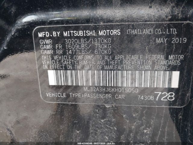 ML32A3HJ6KH015050 Mitsubishi MIRAGE ES