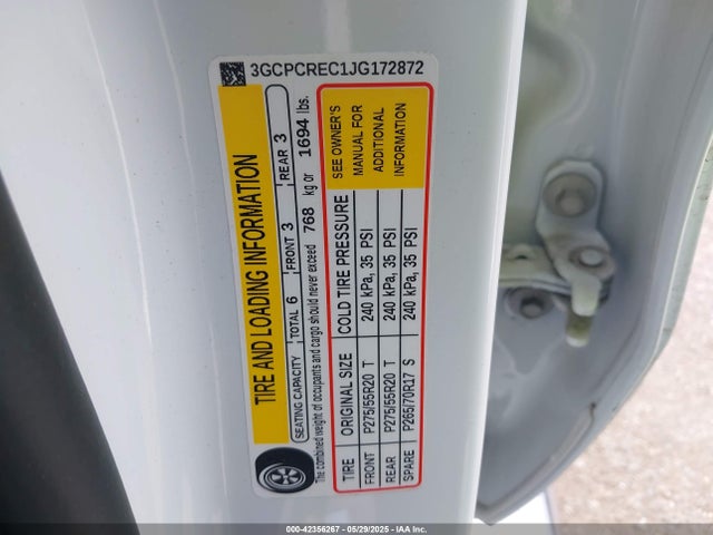 3GCPCREC1JG172872 Chevrolet l83 - sidi: spark ignited direct injection, vvt: variable valve timing, afm, e85 max, alum