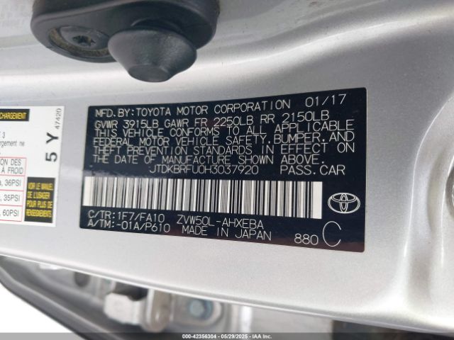 2017 TOYOTA PRIUS JTDKBRFU0H3037920 Photo 8