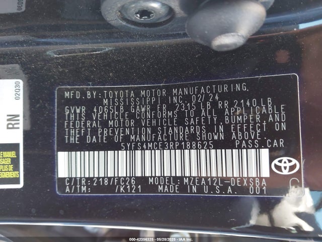 5YFS4MCE3RP188625 Toyota m20a-fks