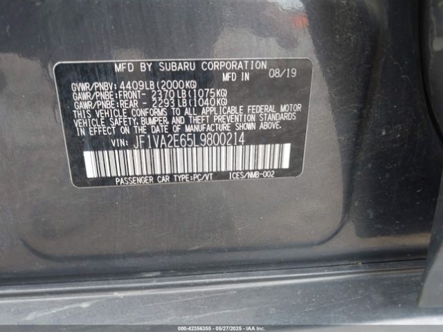 2020 SUBARU WRX STI JF1VA2E65L9800214 Photo 8