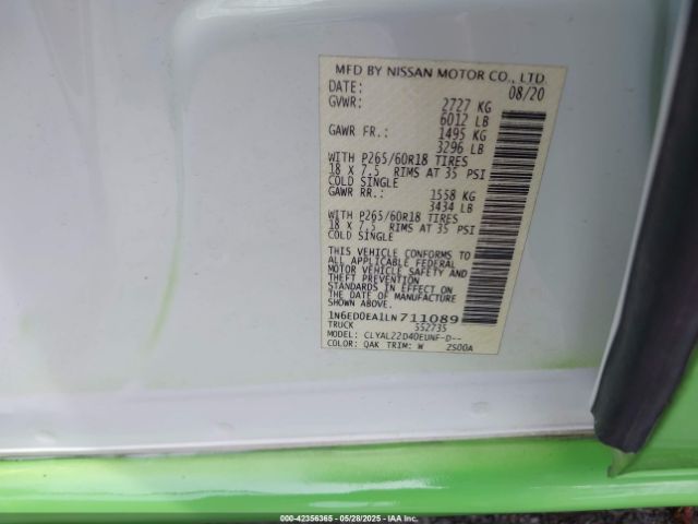 2020 NISSAN FRONTIER 1N6ED0EA1LN711089 Photo 8