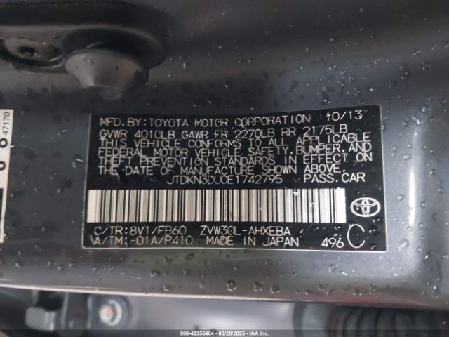 JTDKN3DU0E1742795 Toyota Prius Two