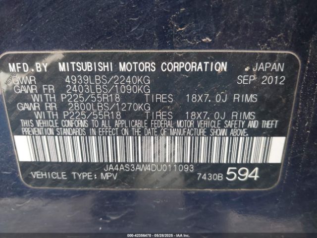 2013 MITSUBISHI OUTLANDER JA4AS3AW4DU011093 Photo 8