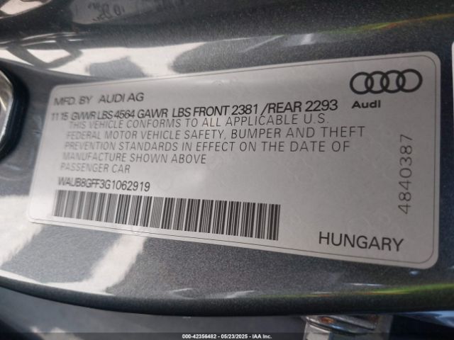 2016 AUDI A3 WAUB8GFF3G1062919 Photo 8