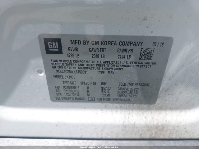 KL4CJCSMXKB750891 Buick Encore Fwd Essence