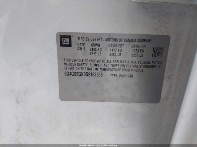 2G4GS5GX0G9182335 Buick ltg - sidi, alum, vvt, e85 max