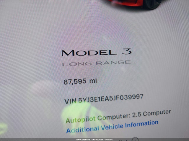 5YJ3E1EA5JF039997 Tesla MODEL 3